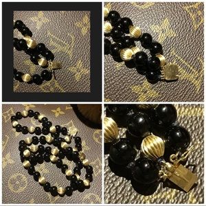14KT GOLD/ONYX BRACELET